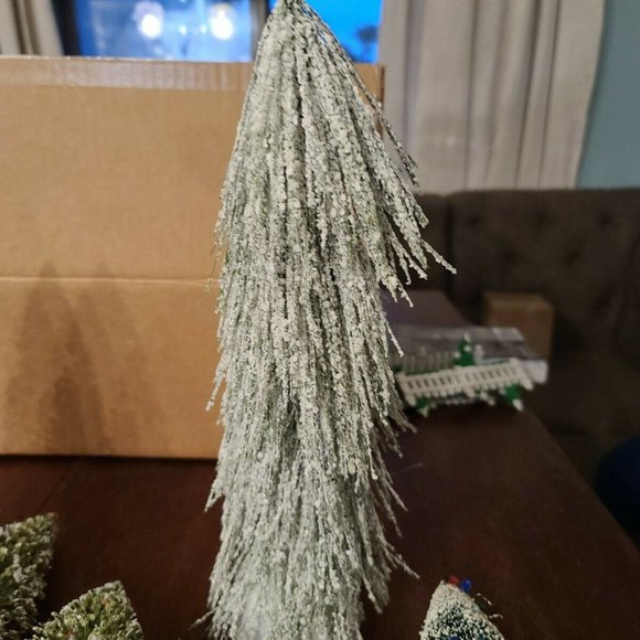 Frosted Bottle Brush Christmas Trees Village Train Lot of 27 Plus 2” To 14” - Picture 6 of 16